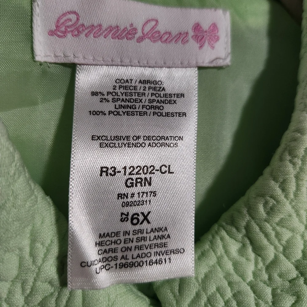 BONNIE JEAN Size 6X. Charming Green Kids Dress - Picture 2 of 8